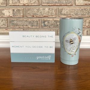Coco Chanel art saying and a 16oz HAPPINESS BLOOMS tumbler bundle